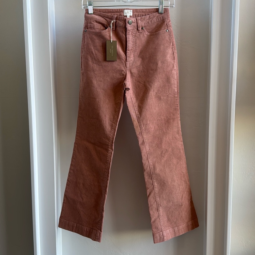 COPY - Ann Mashburn Kendall Cords Flare 5 Pocket Pant in Rose. Size 30. NWT